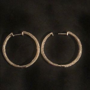 Beautiful 14 carat White Gold Diamond Hoops
